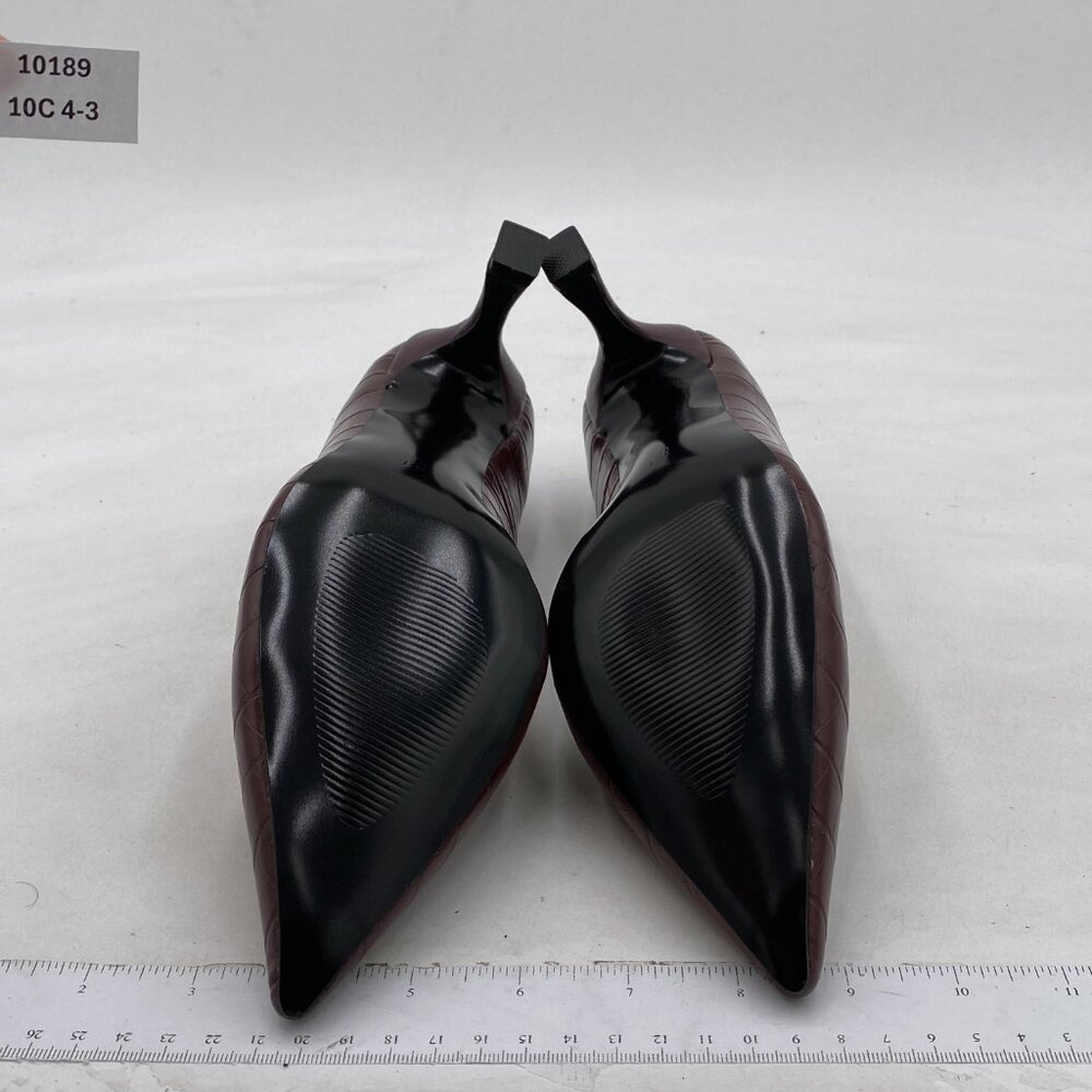 Fowt Brown Solid Croc-Embossed Pointed Toe Pump S… - image 7